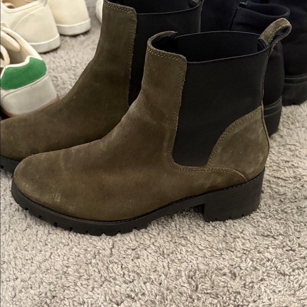 Joie Olive and Black Ankle Boots
